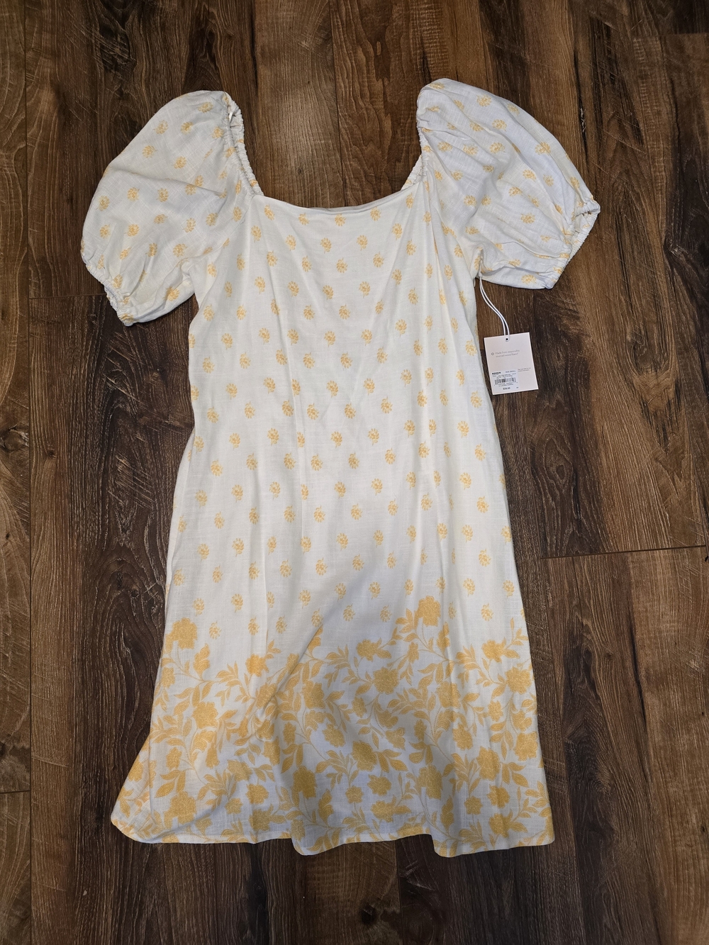 LC Lauren Conrad Cream Mini Dress with Yellow Floral Motif